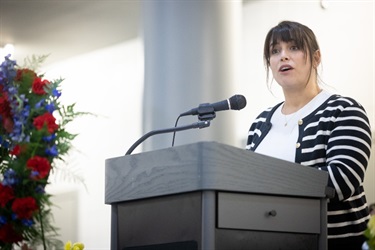 County Executive Sara Innamorato speaks at the service.