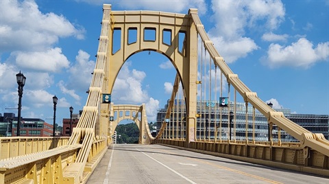 View of the Andy Warhol (Seventh Street) Bridge in Pittsburgh