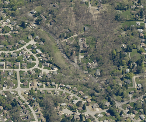 Helicopter view of part of Vilsack Road in Ross